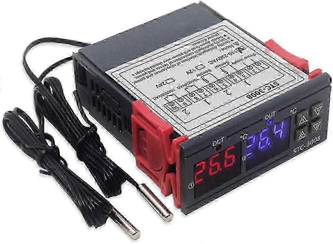 Dual Probe Intelligent Digital Temperature Controller for Computer Thermostat Display (DC 12V)
