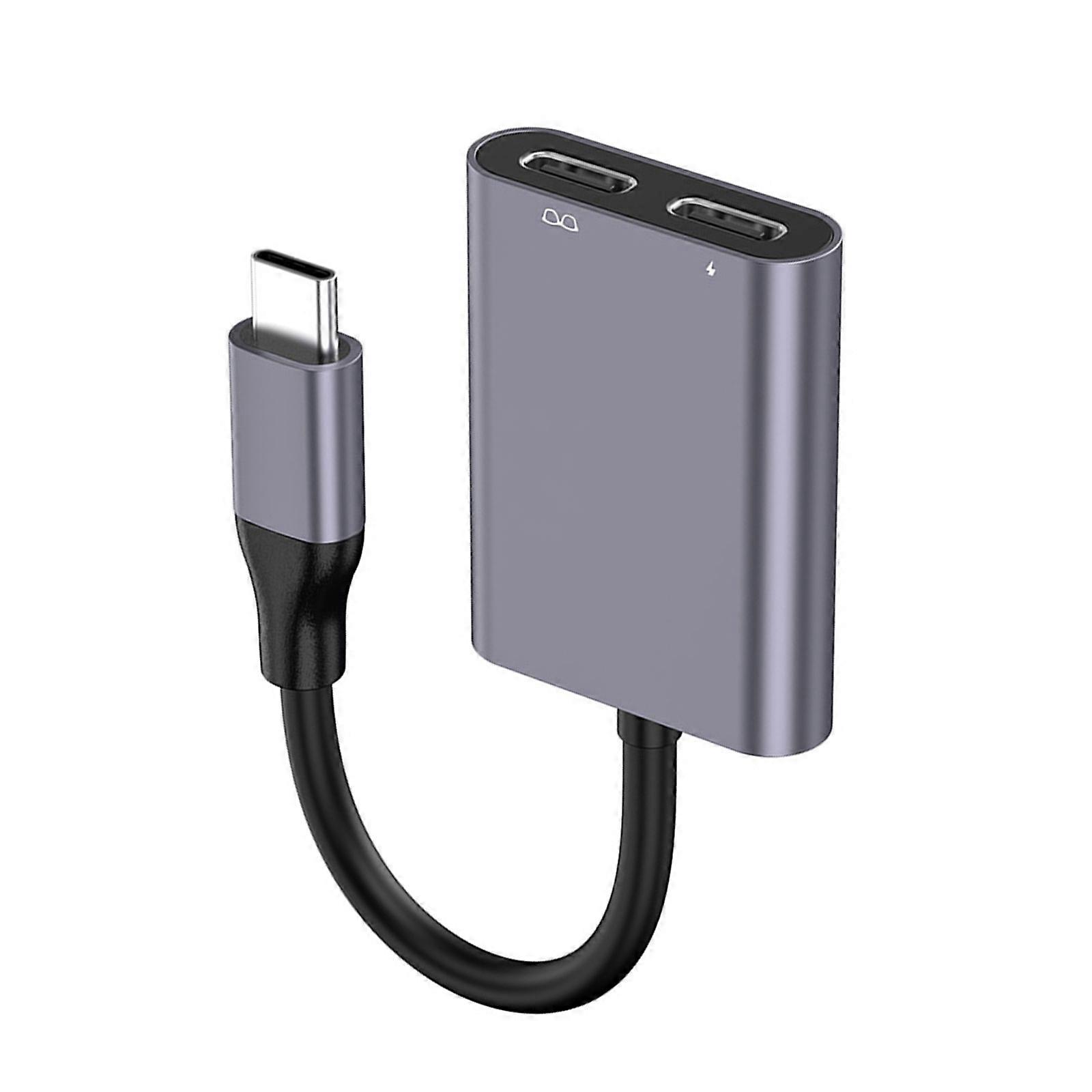 Multiple Device 2 in 1 USB C Hubs AR Glasses Hubs with Quick Charging and USB Connection  grey
