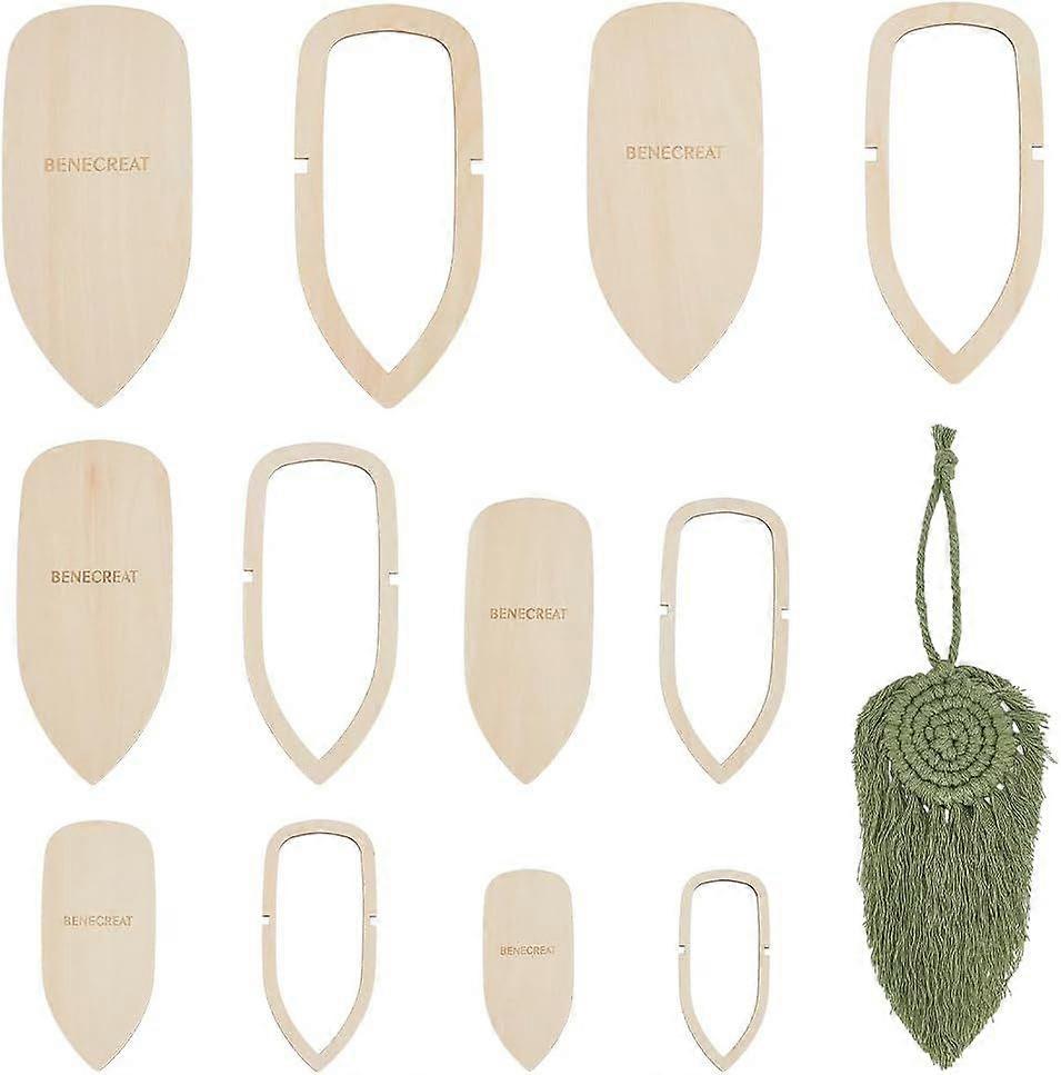 12 Pcs Macrame Feather Cutting Template Wood Cutting Molds Macrame Tool for Wall Hanging Fringe and Tassel Weaving DIY Craft Templates 3mm Thick