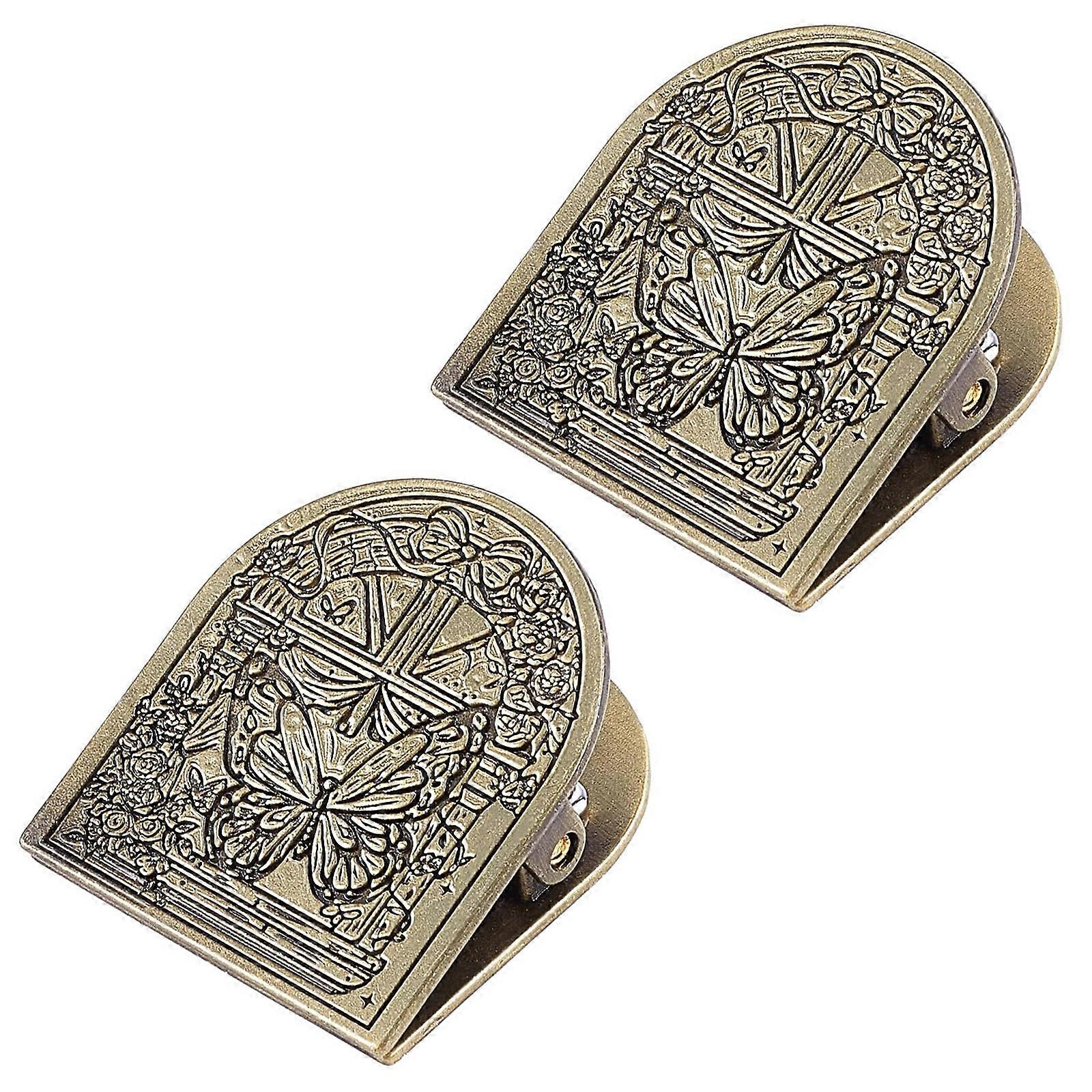 2Pcs Retro Note Paper Clip Metal Bookmarks Page Clips Document Organiser Clamp Journaling Clip For Receipt Document Multicolor