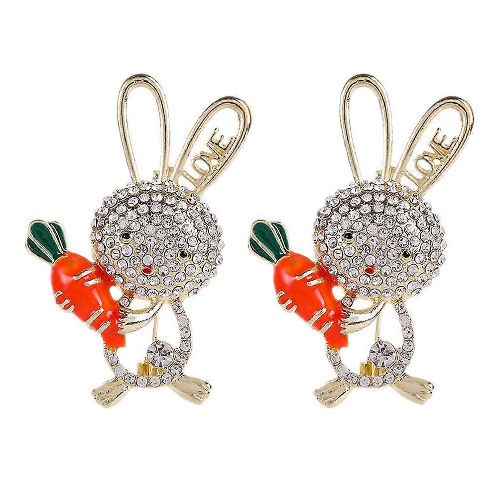 Easter Brooch Pins Rabbit Shape Decorative Accessory Assorted Color Wardrobe Malfunction Prevention 2Pcs