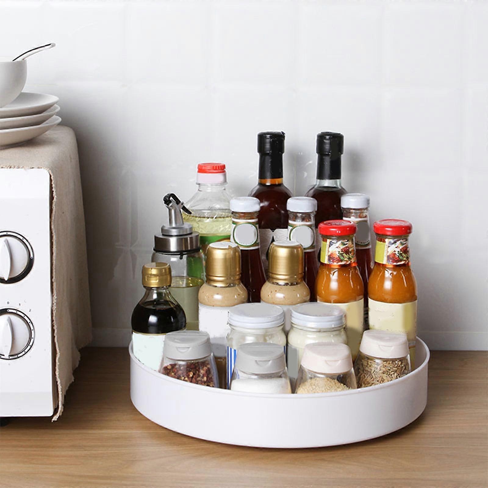 Rotating Kitchen Shelf Storage Tray, Circular Turntable Compatible with Kitchen & Bedroom, Multifunctional Desktop Organizer