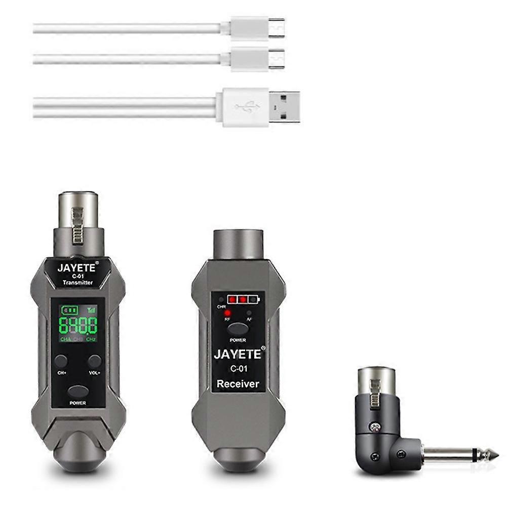 JAYETE Wireless Microphone Transmitter Receiver System Rechargeable Wireless Guitar Audio Transmission System with HD Display