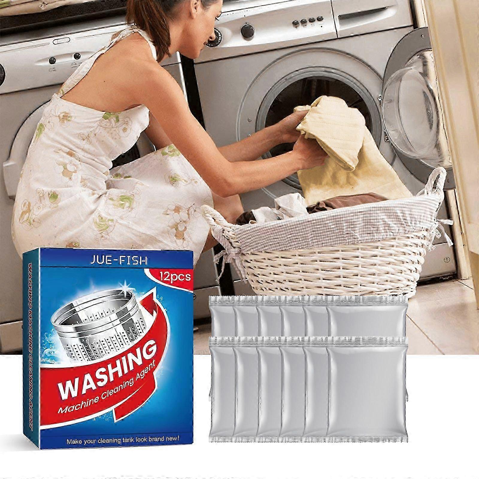 Powerful Washing Machine Cleaner Sheets  12 Pack with Baking Soda, Lemon Extract  Bioenzymes for Deep Dirt  Odor Removal, Restores Shine  Efficienc