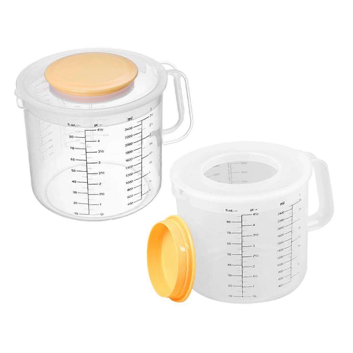 2pcs Large 25L Measuring Jug with Lid and Spout Plastic Graduated Mixing Bowl for Baking