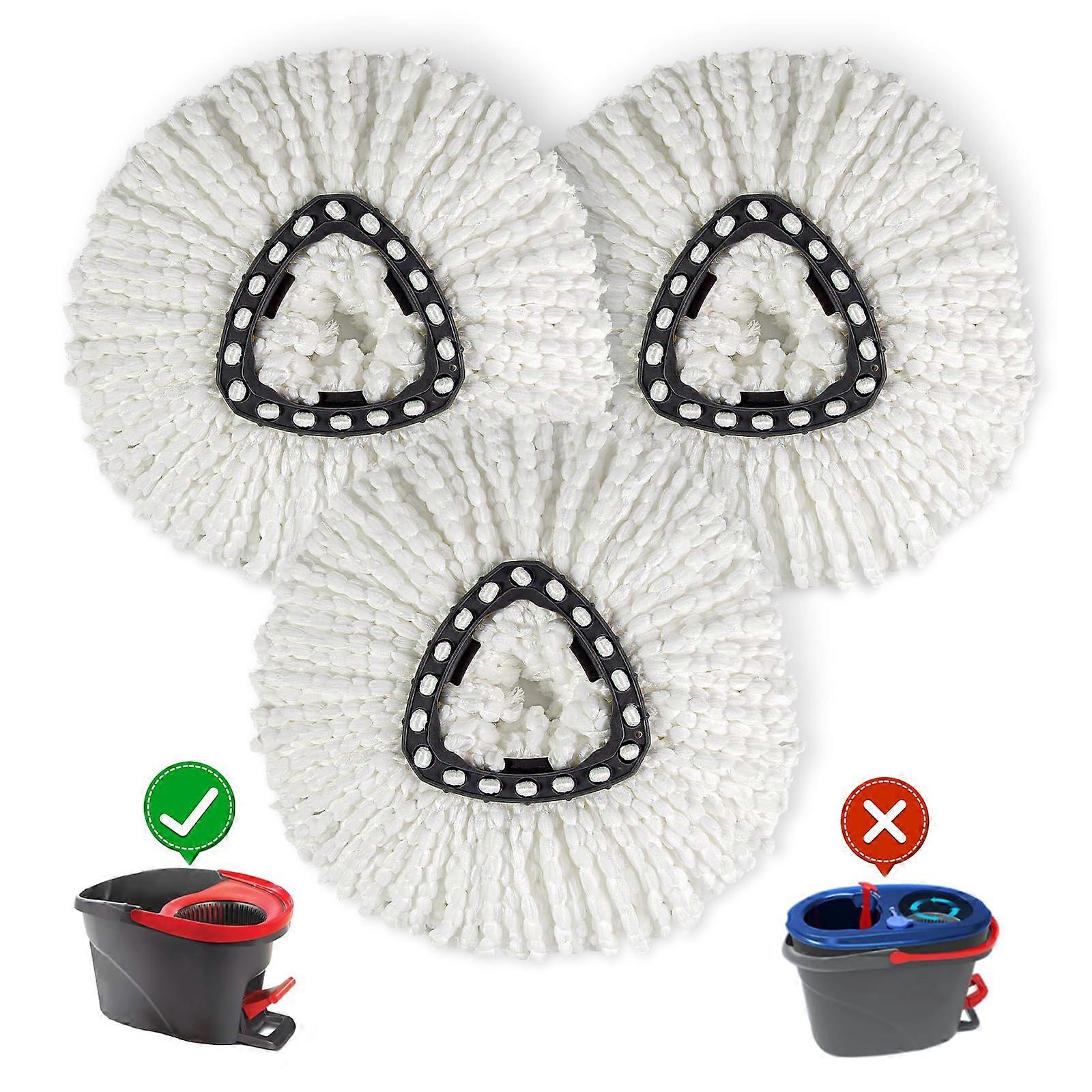3 Pack Spin Mop Replacement Heads – Microfiber Refills for 1Tank System Floor Cleaning