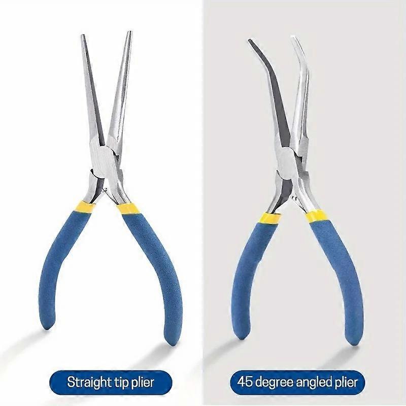 Mini pinces �� nez aiguille de 6 pouces, 2 pi��ces, com poign��es confortables, conjunto de 2 pinces �� long nez pour l'artisanat fait �� la mai