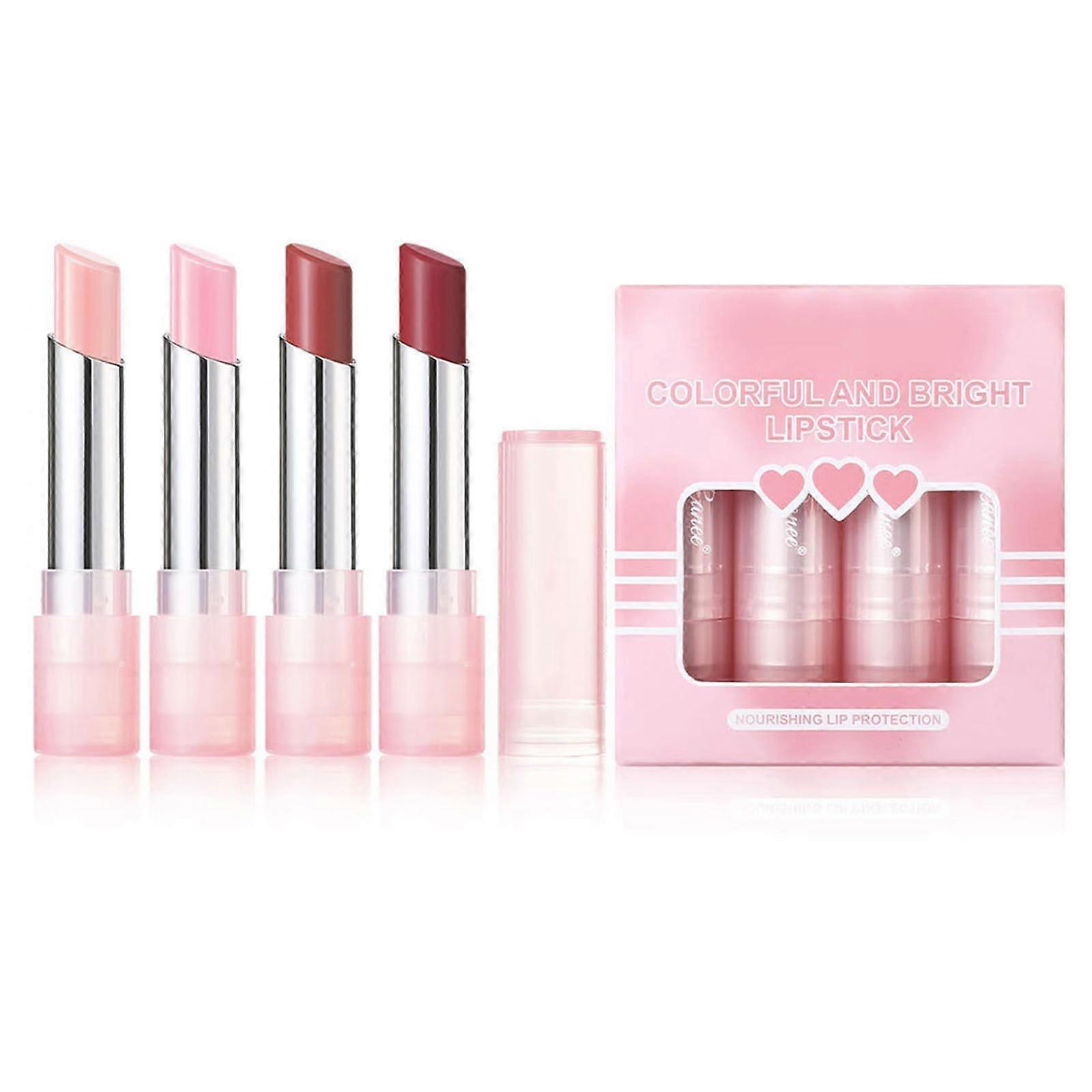 4 Pcs Moisturizing Color Changing Lipstick Set for Travel Daily Use and Parties
