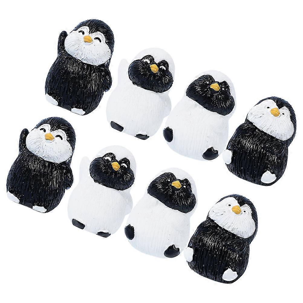 Assorted Color Mini Penguin Statue Resin Craft for Decoration 8Pcs