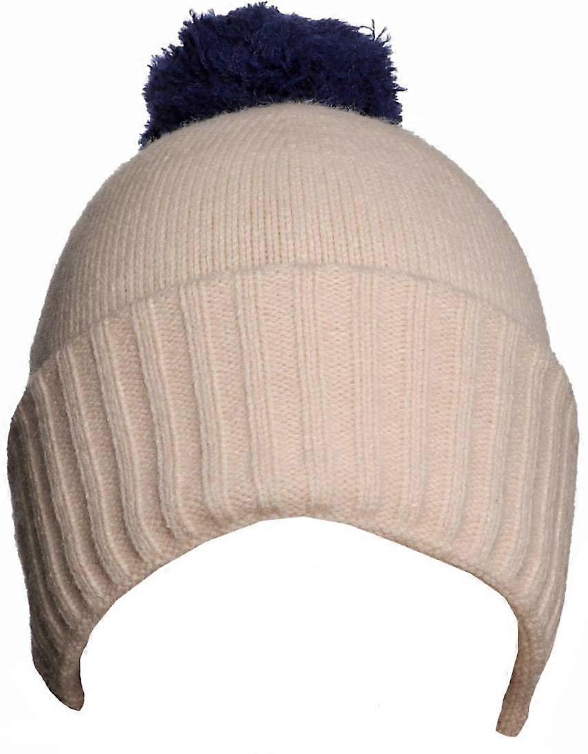 Zelly Contrast Pom Pom Beanie - Cream/Navy