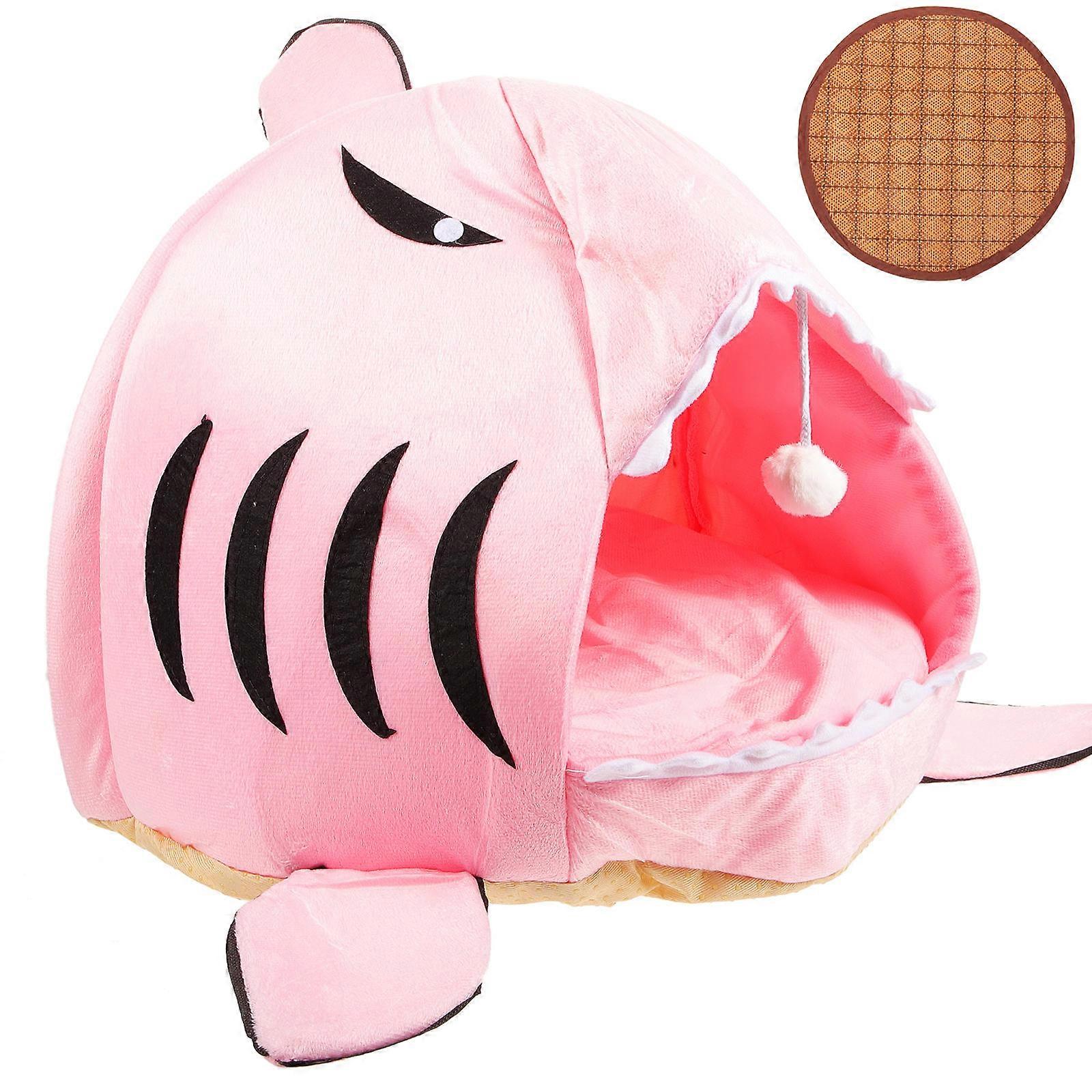 Shark Cat Sleeping House with Warm Cushion for Pets