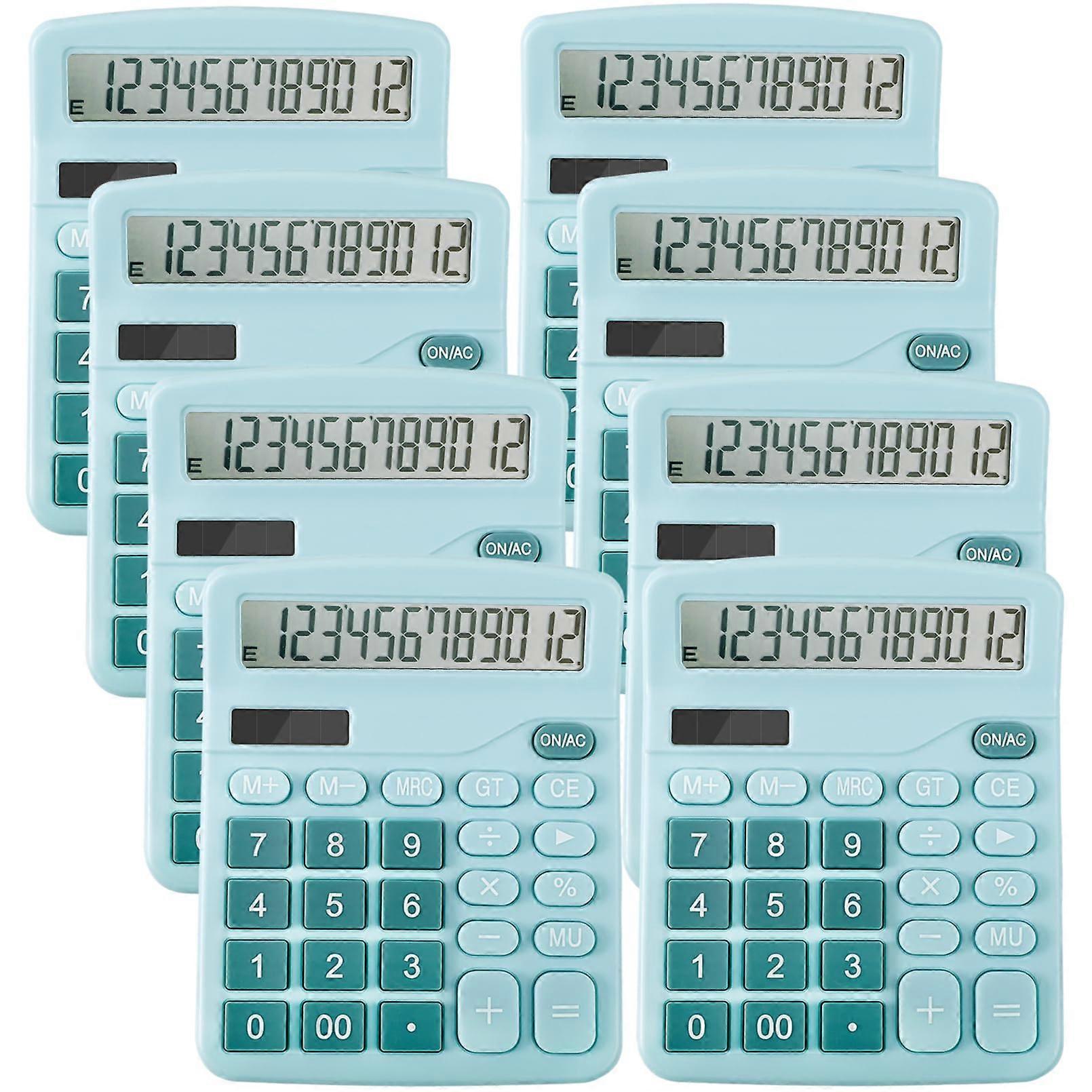 12 Digit Desktop Calculator Large LCD Display Big Buttons Dual Power Office Home Blue 8 Pack