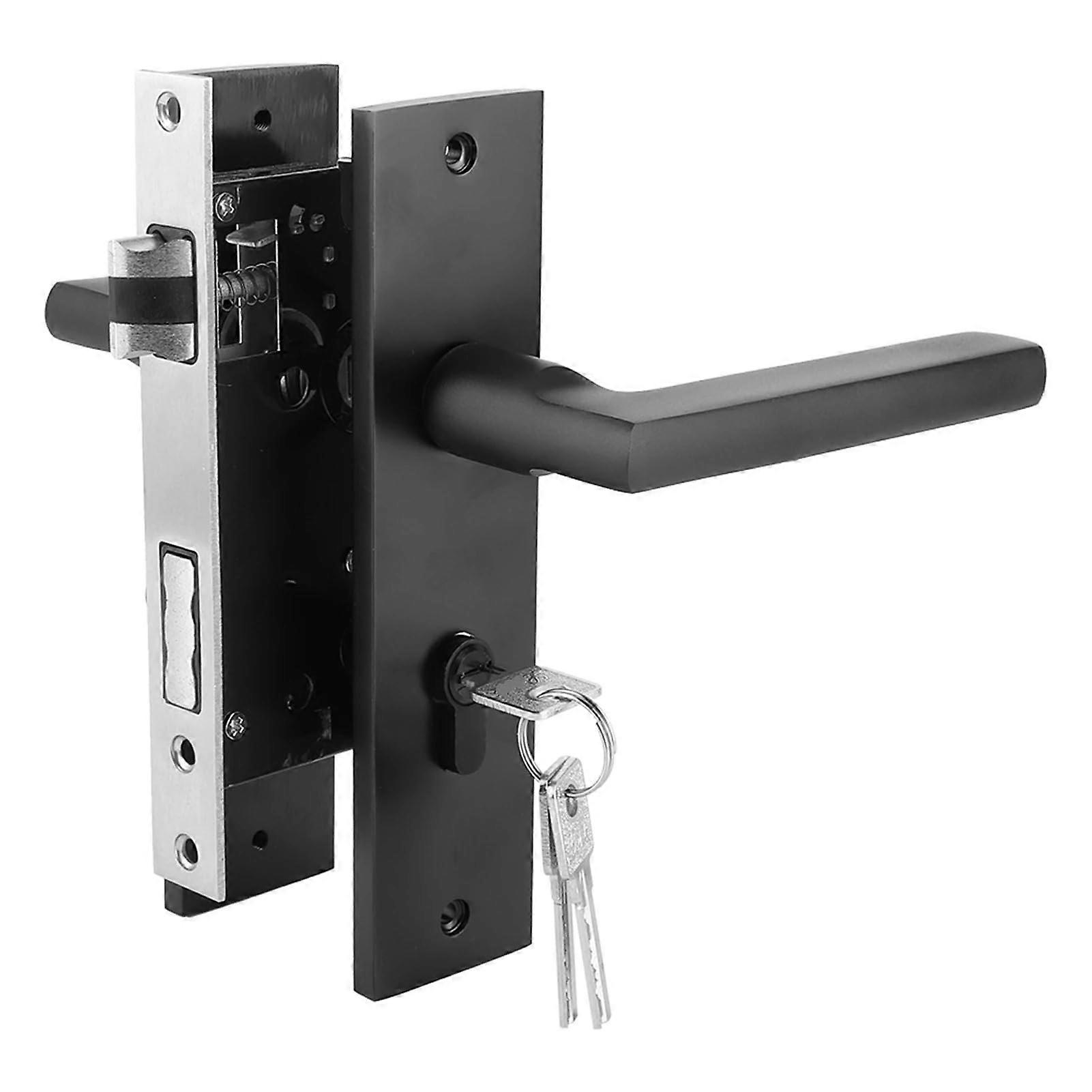 Bedroom Door Lock Black Aluminum Privacy Key Lock with Keys Easy Install for Home Security
