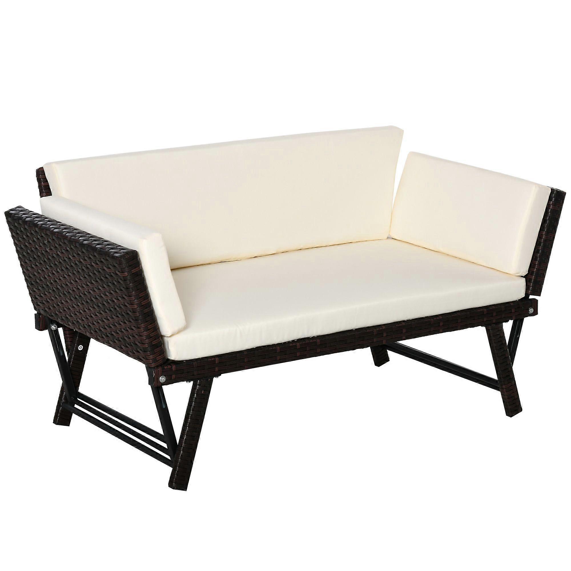 2 Seater Convertible Rattan Sofa Daybed
