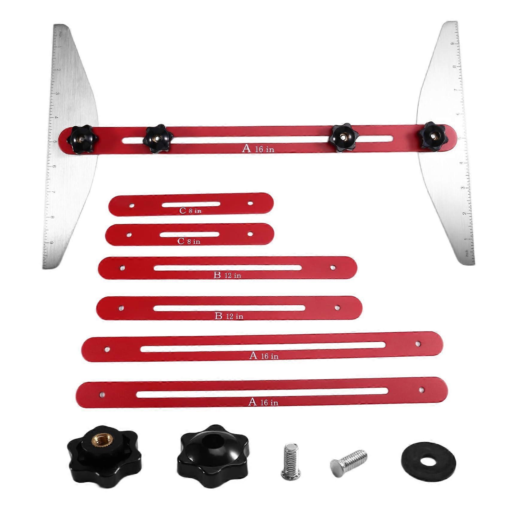 Adjustable Stair Measuring Tool with Multiple Extensions for Precise Woodworking Tread Template