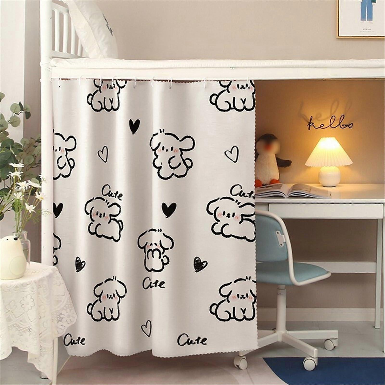 Bunk Bed Privacy Curtains Set Breathable Blackout Fabric for Dorm Bottom Bed Light Blocking Dog Pattern