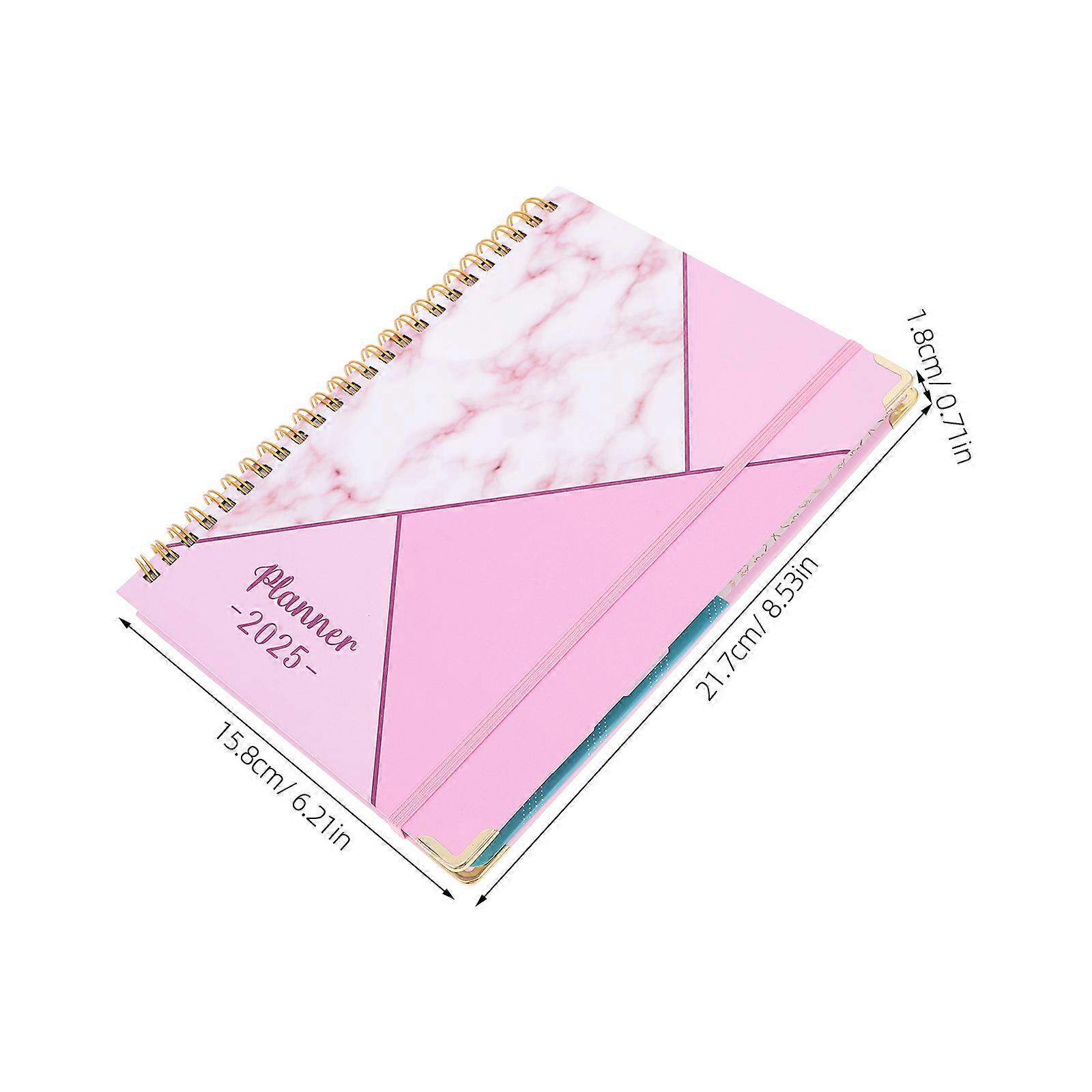 Planner Book 2025 English Version for Schools Paper Pink