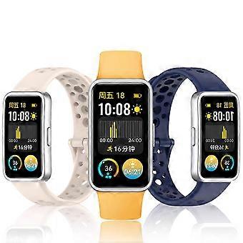 (New arrival) Matching Color Pin Buckle Round Holes Silicone Watch Band For Huawei Band 10 / 9 / 8