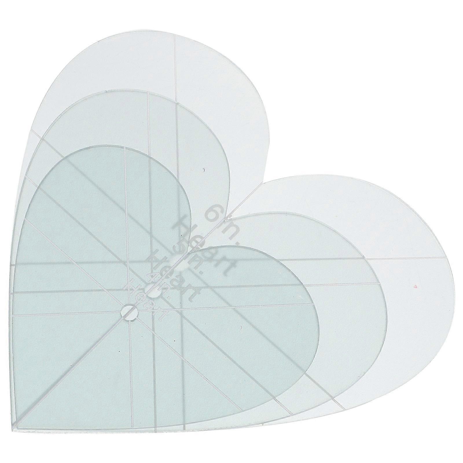 3Pcs Acrylic Patchwork Rulers Heart Shape For Sewers Durable Material Designed For Craft Projects
