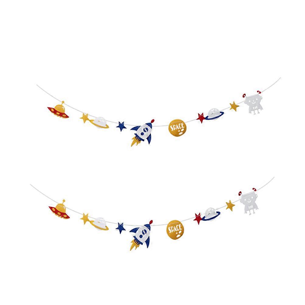 Planet Robot Banner for Party Decoration 2Pcs Hanging Flags