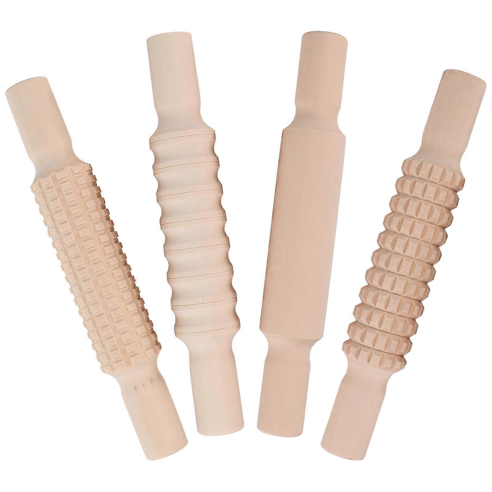 Creative DIY Handle Baking Rolling Sticks 4Pcs Wooden Dough Rollers