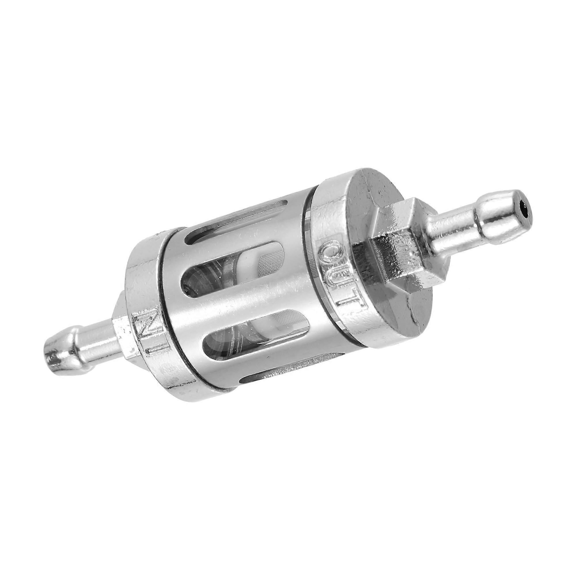 Universal Motorcycle Fuel Filter Aluminum Alloy Silver Tone Durable Easy Install