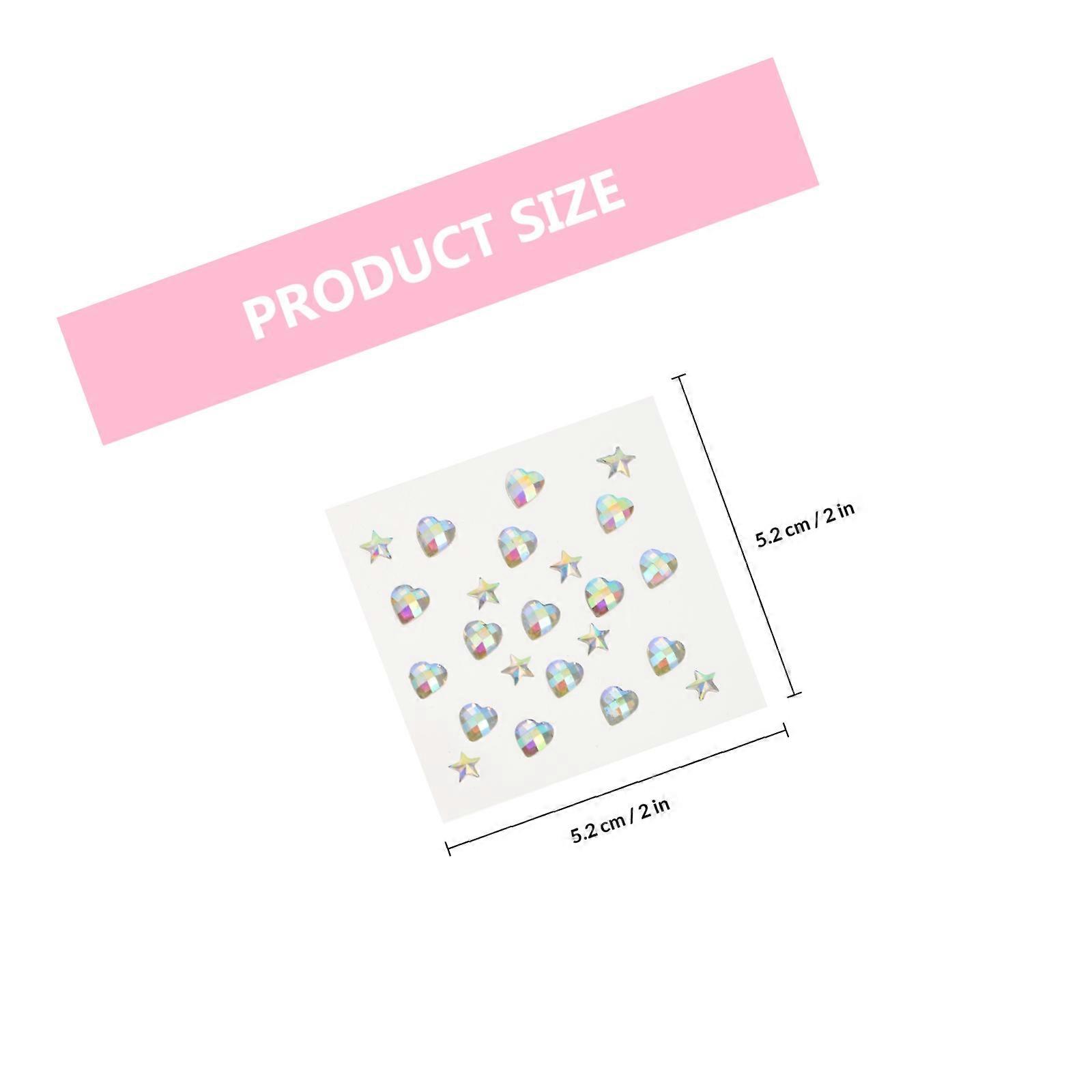 Face Makeup Water Rhinestones Sticker Flat Back Gems 5 Sheets Assorted