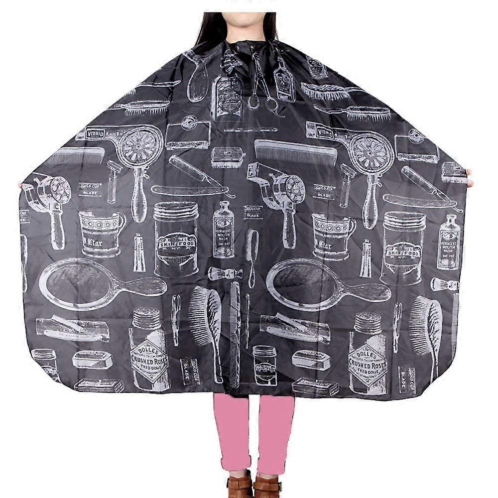 Barber Cape Waterproof Hair Cutting Cape Adjustable Neck Closure Full Coverage Black 60x50