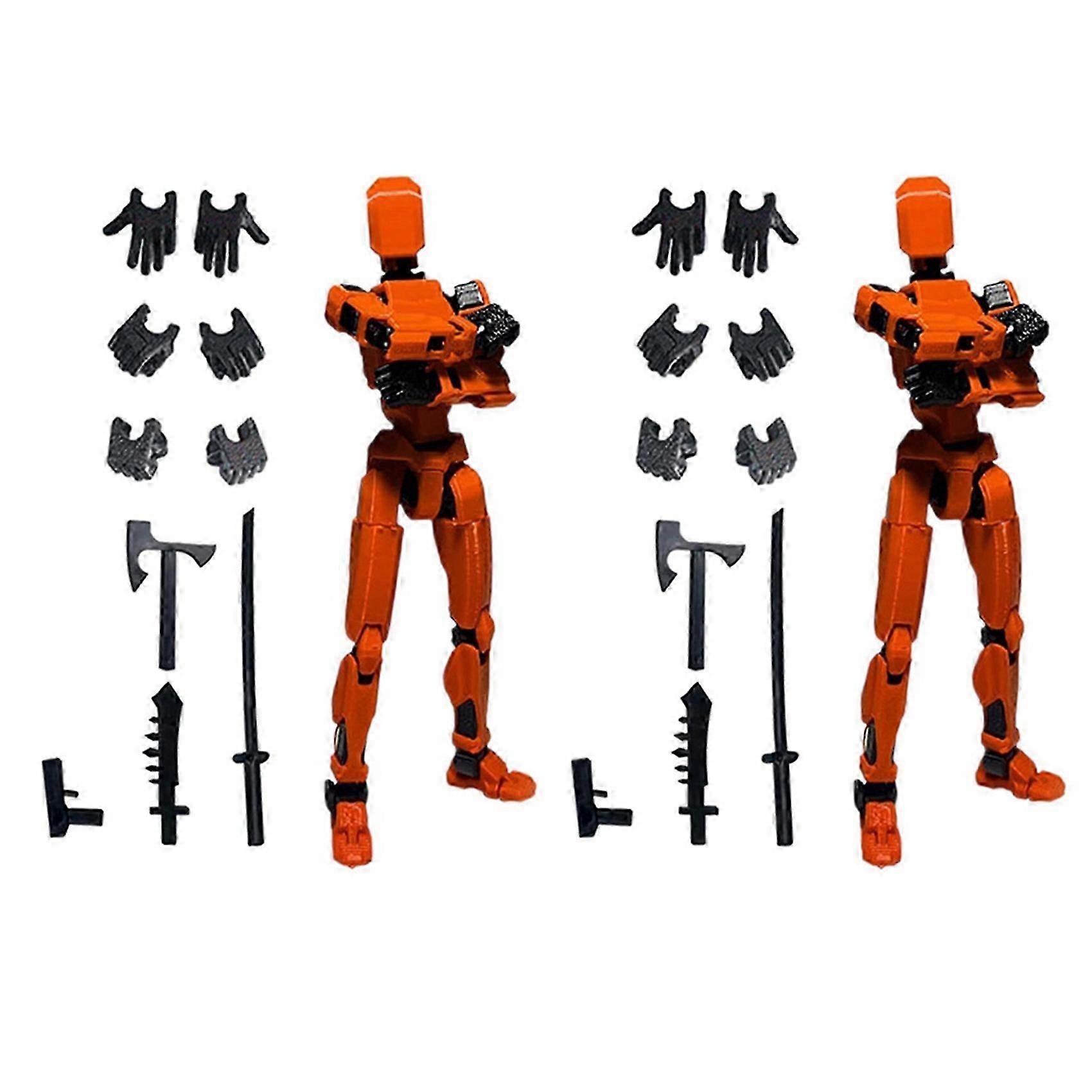 Robot Action Figure, 3D Printed with Full Articulation orange