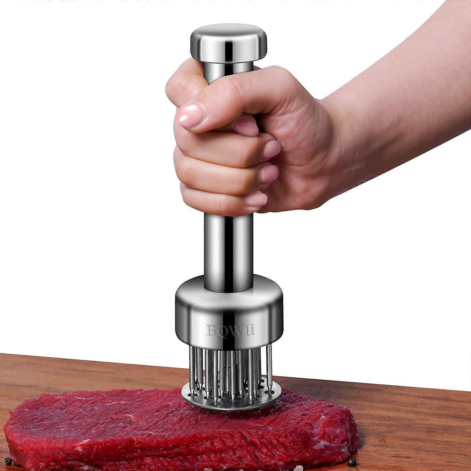 Stainless Steel Meat Tenderizer Tool with 21 Sharp Needles for Chicken and Beef, EasyGrip Handle