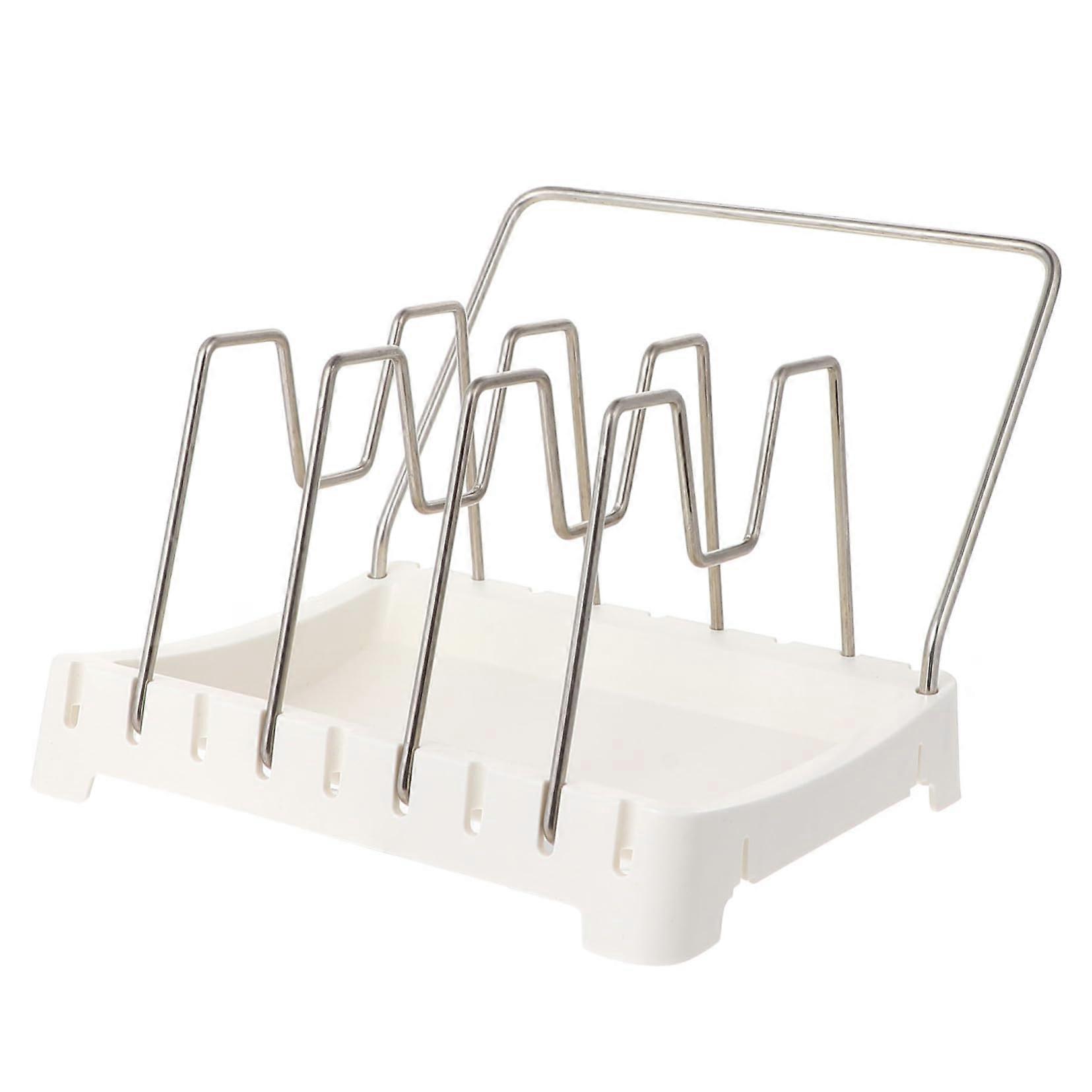 Kitchen Storage Rack with Adjustable Pot Lid Holder, UGroove Design, SpaceSaving Countertop Organizer