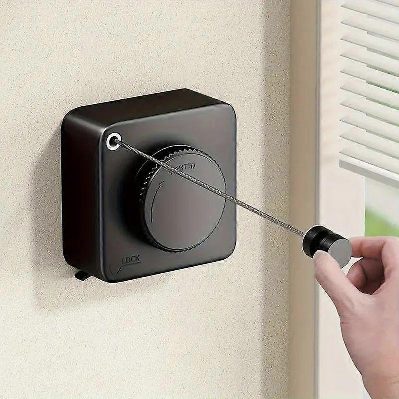 Retractable Clothesline Wall Mounted SpaceSaving Indoor Outdoor Laundry Line with Easy Installation Black