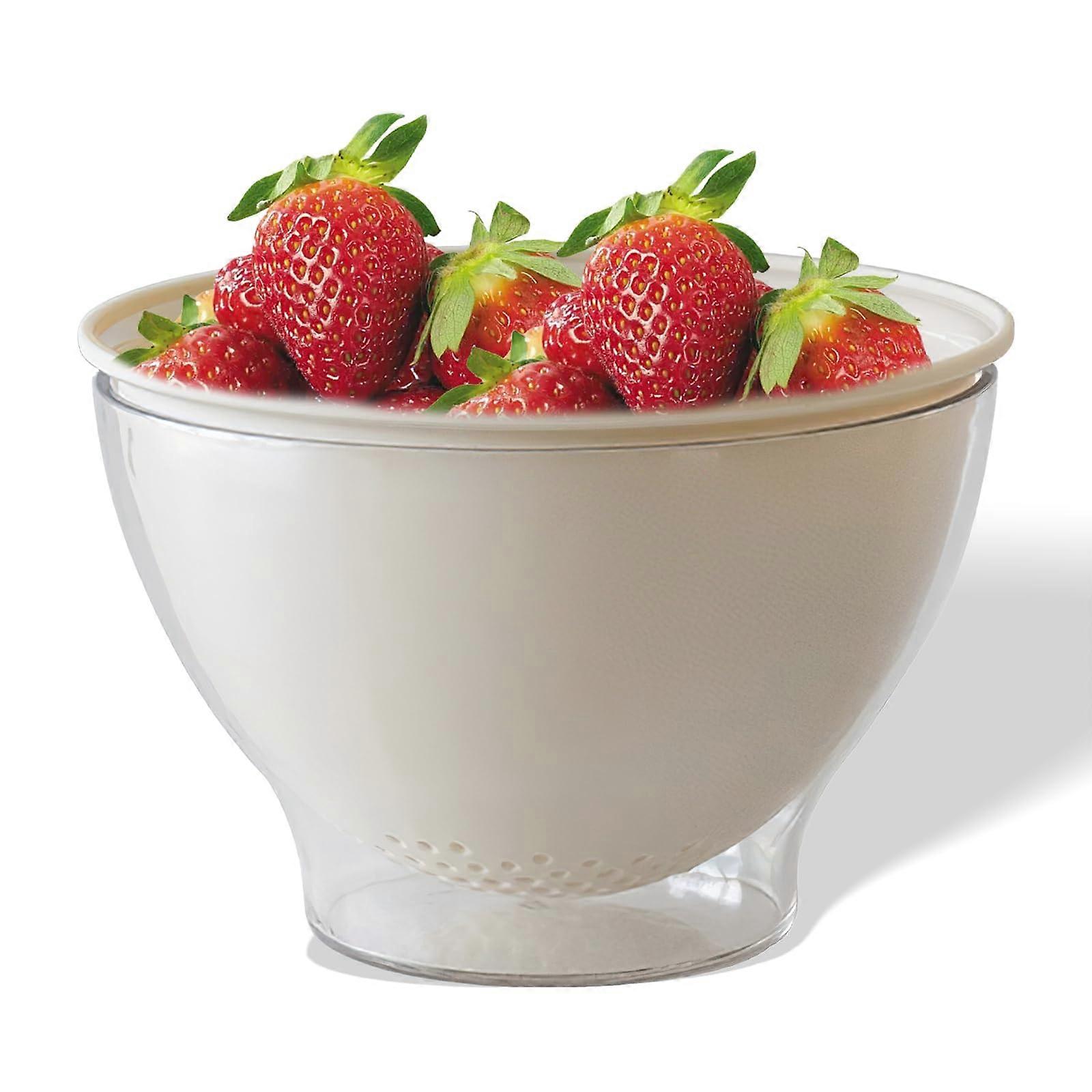 2in1 Fruit Strainer Container for Washing and Storing Berries, Compact Fridge Storage Box White