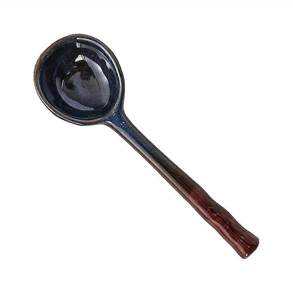 Ceramic Soup Spoons Set of 2 with Comfortable Long Handle and Unique Glaze for Elegant Table Setting