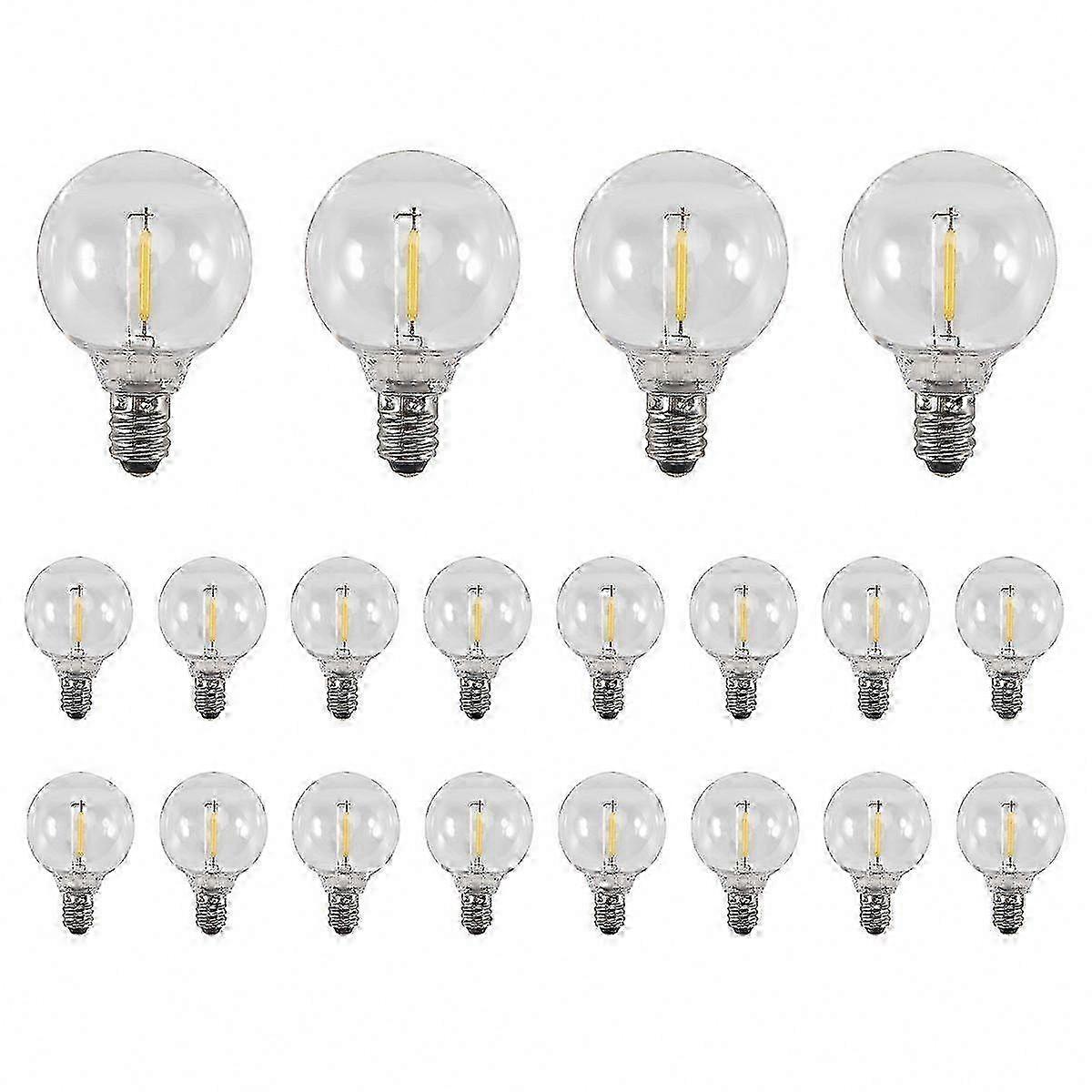 20-Pack E12 Base G40 LED Globe Bulbs, Shatterproof String Light Replacement for Solar Decorative Lighting