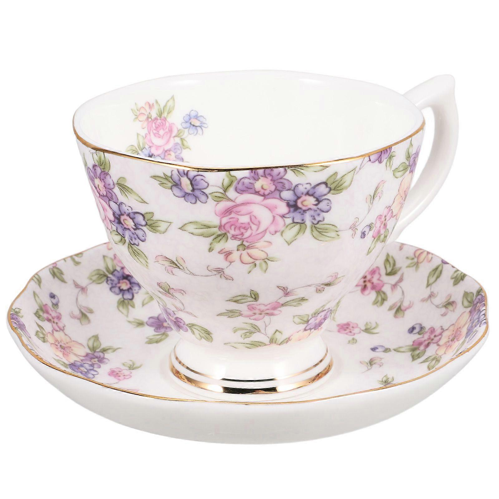 1 Set Cup and Saucer Set Bone China Practical Coffee Cup Kitchen Supply