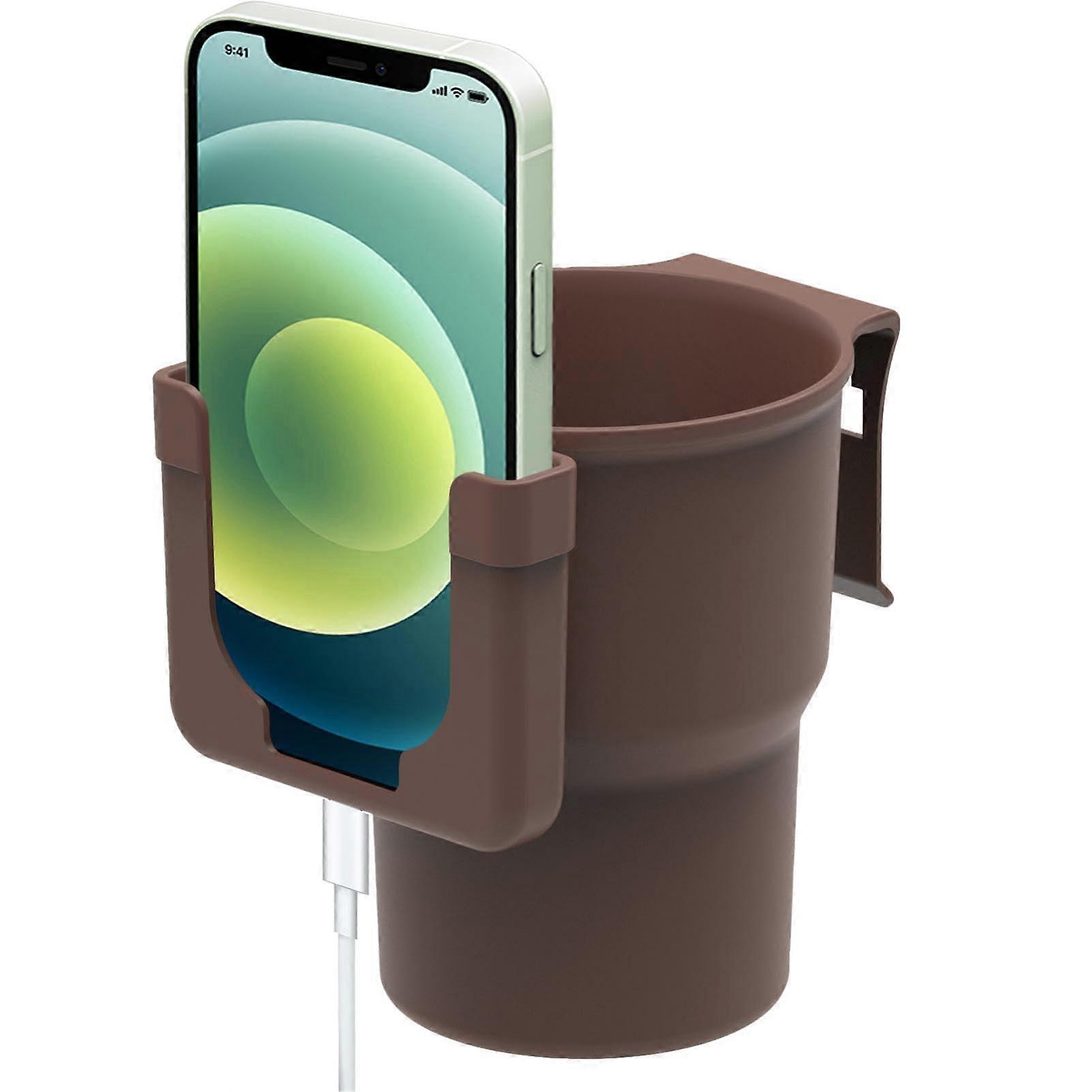 Car Cup Holder Phone Mount for Air Vent with SpaceSaving Design and Adjustable Viewing Angle, Brown