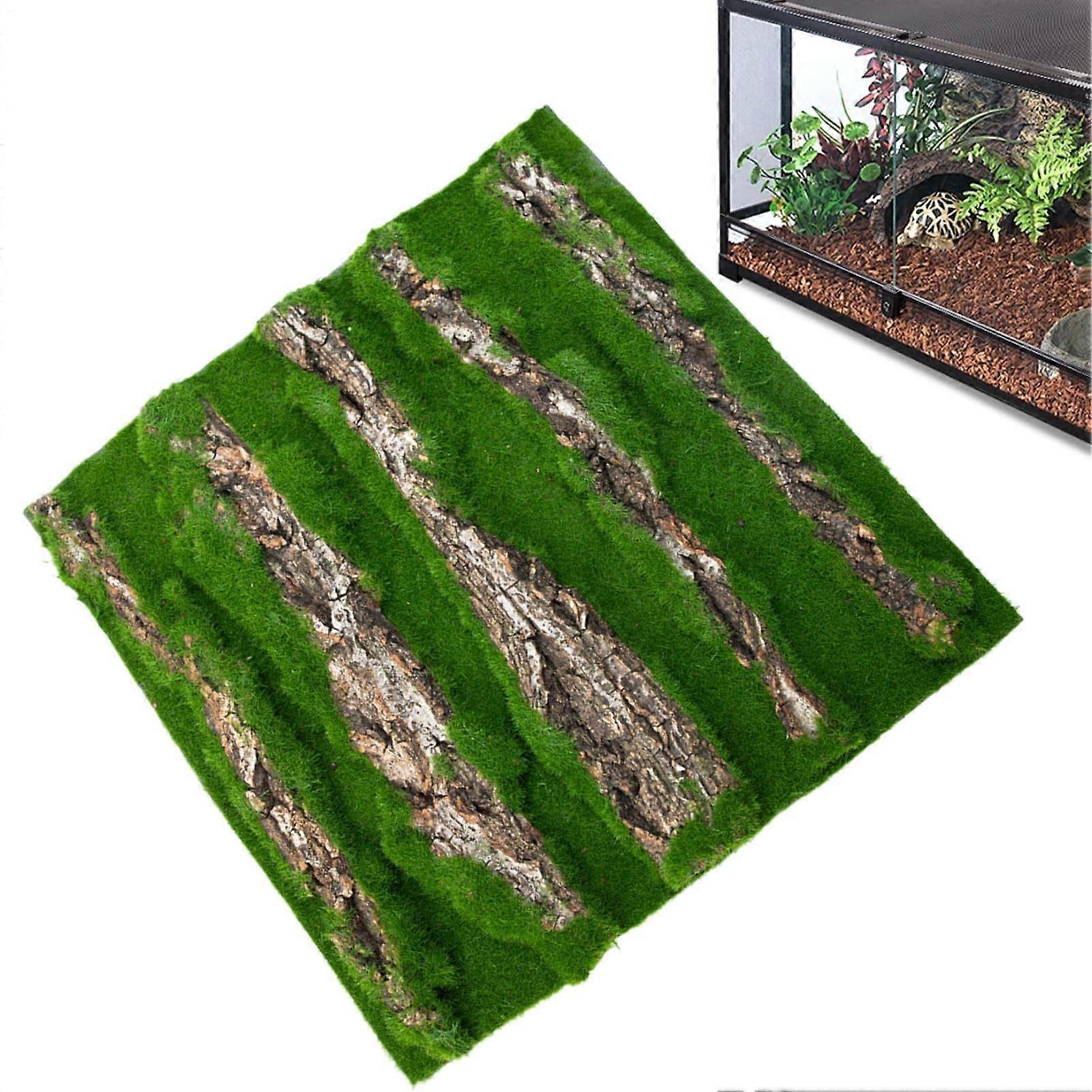 Reptile Terrarium Background with Realistic Cork Bark Texture, 3D Moss Wall Panel 30x30cm