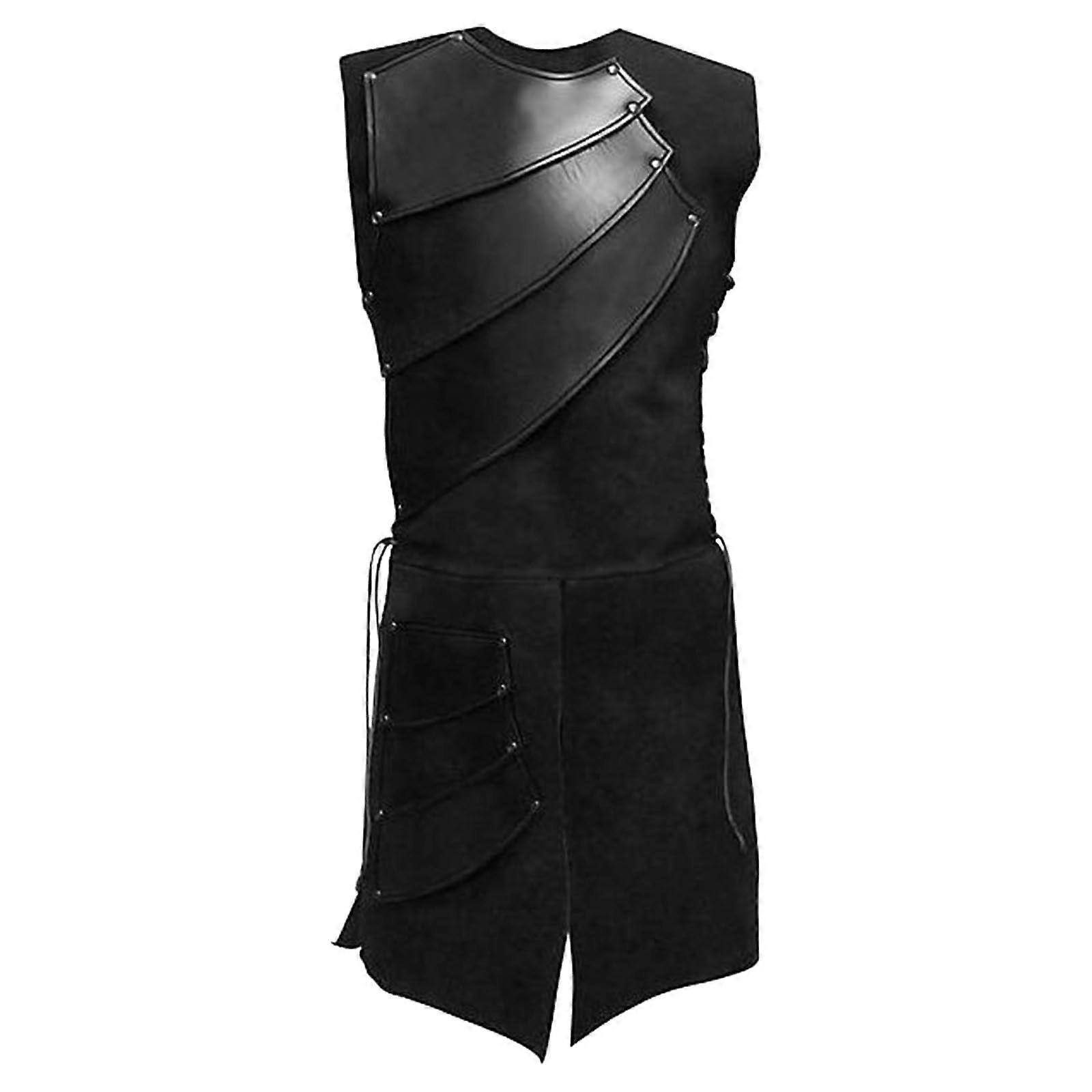 Medieval Leather Vest with LaceUp Closure, Windproof Vintage Patchwork Style for Renaissance Cosplay