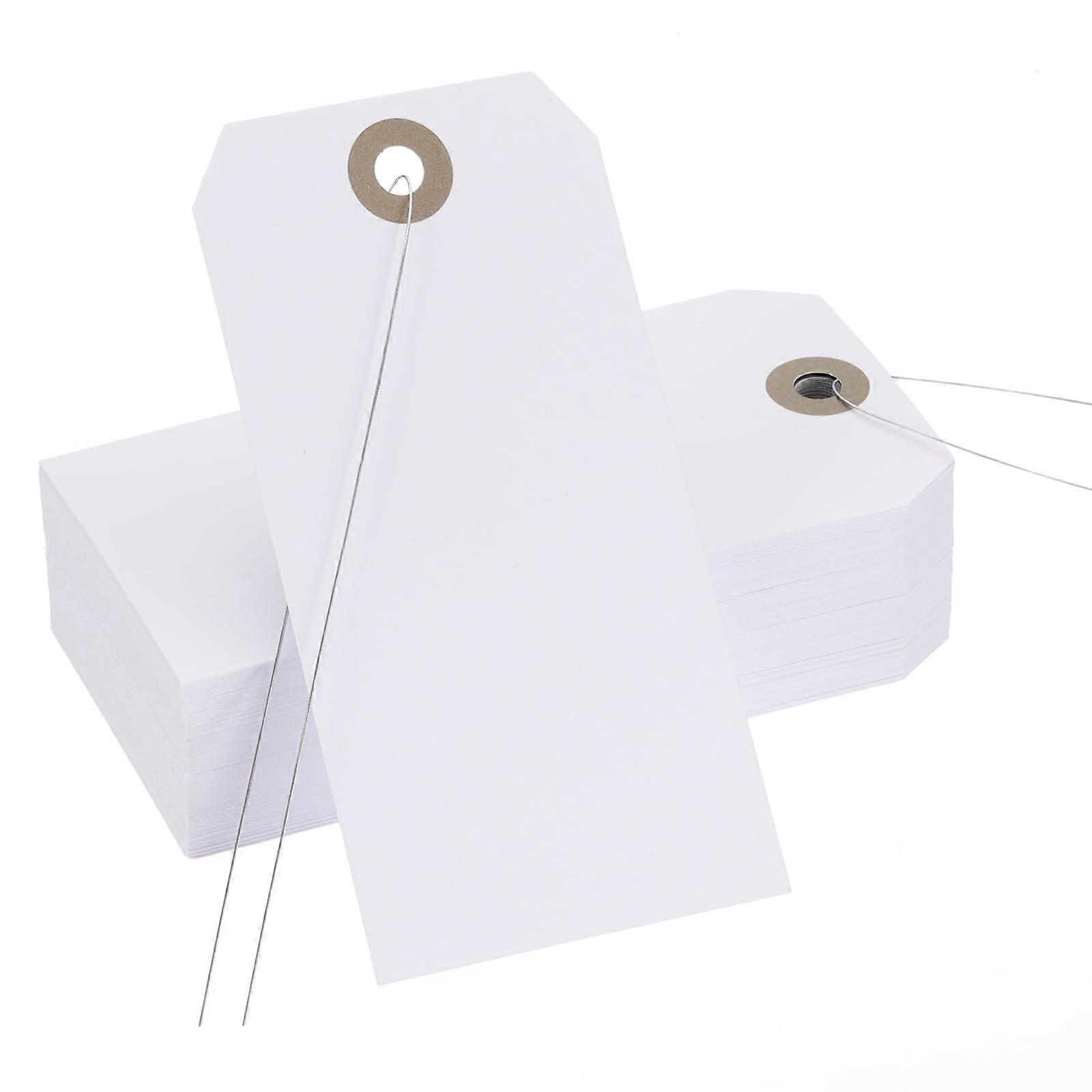 White Manila  Tags with Wire, 200Pcs Durable Writable Inventory Labels with Reinforced Eyelet