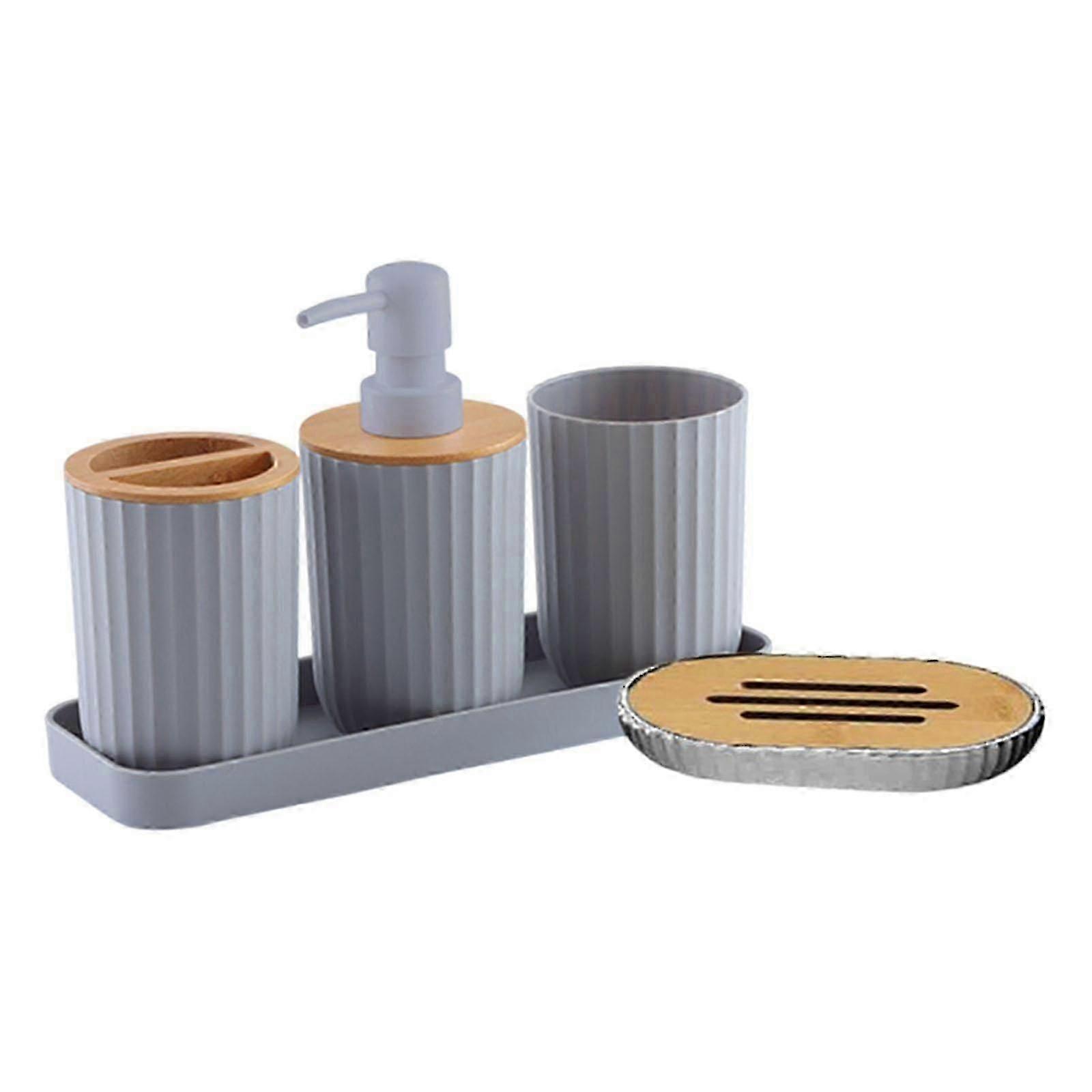 5-piece bathroom accessory set, including soap dish, bidet, etc., gray