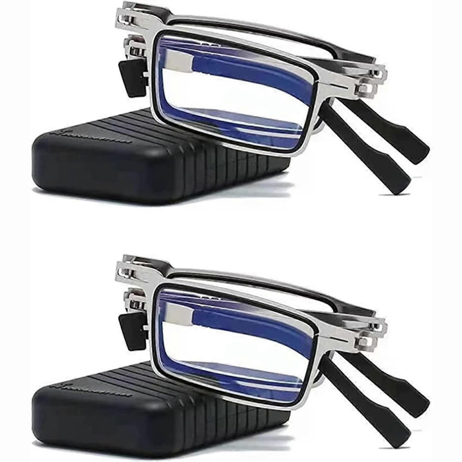 Screwless Titanium Folding Reading Glasses +150 Ultra Light with Protective Case