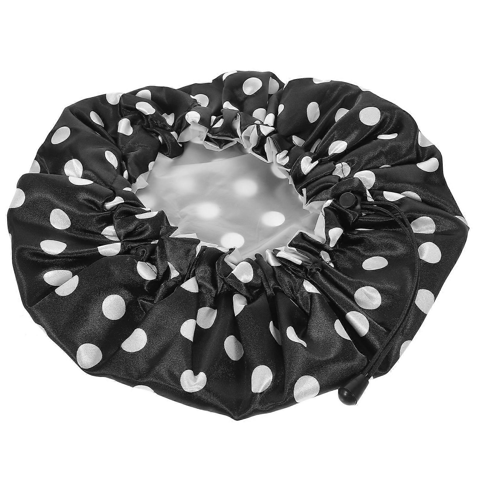 Adjustable Shower Bonnet Shower Cap for Women 2Pcs Double Layer Black