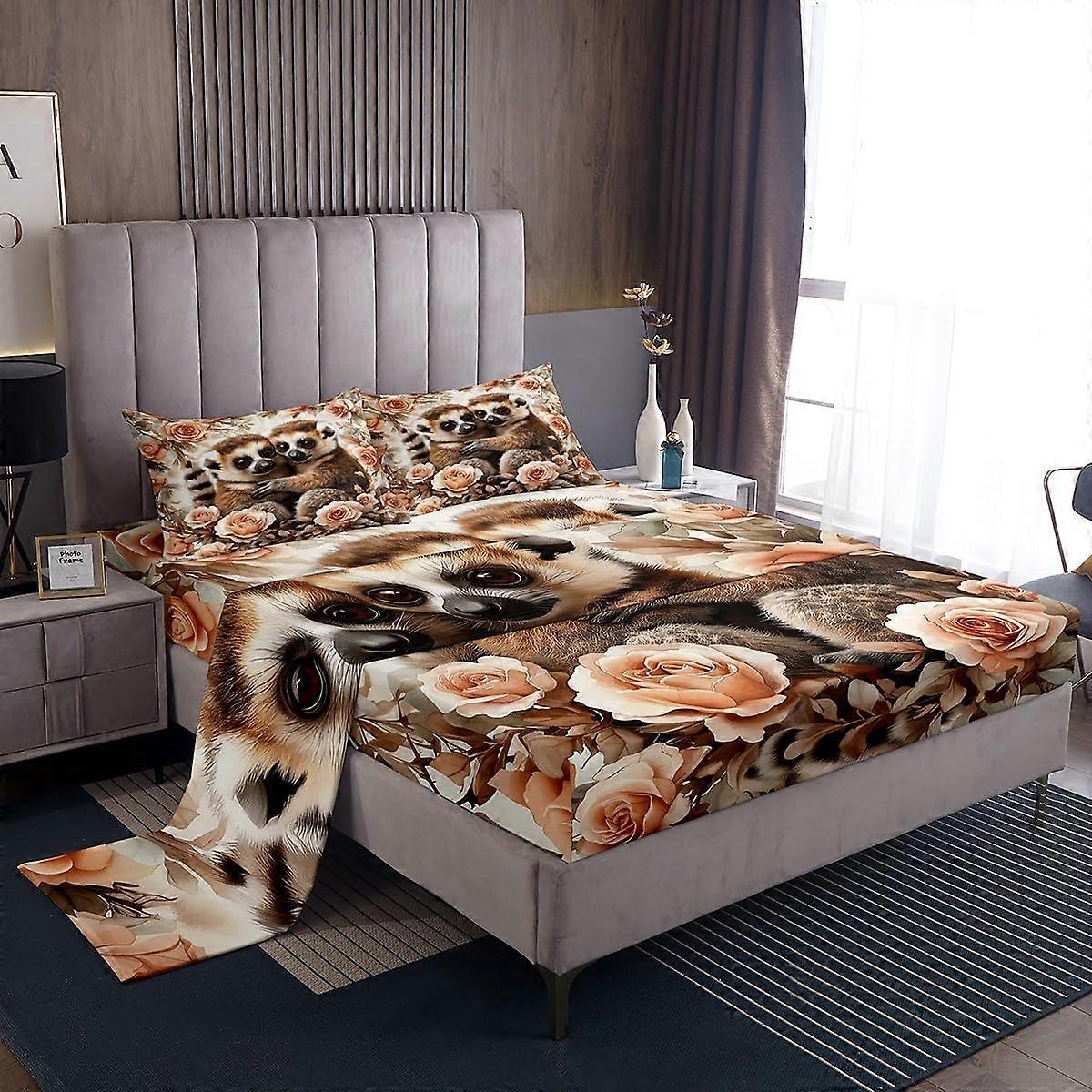 Brown King Size Bed Sheets Set with Deep Pocket, Soft Breathable Fabric, Neutral Design