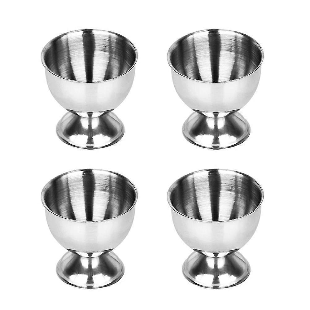 4x Modern Egg Cups - Stainless Steel