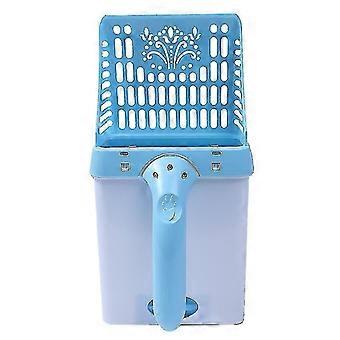 Geïntegreerde plastic kattenbakschep schoonmaakset, 1 stuk, blauw-XY