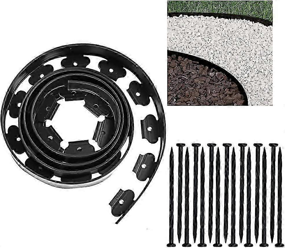 5m Flexible Garden Border, Black, Plastic, 5cm Height