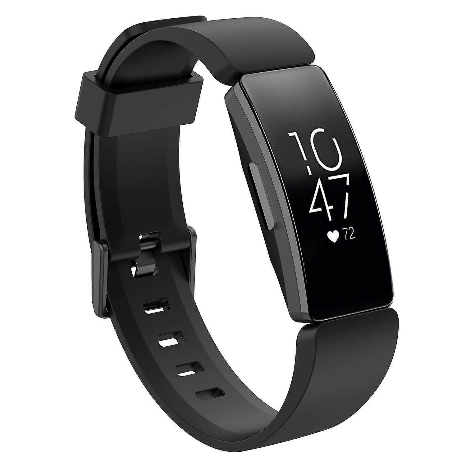 Small Black Silicone Replacement Strap with Secure Adjustable Fit for Fitbit Inspire HR