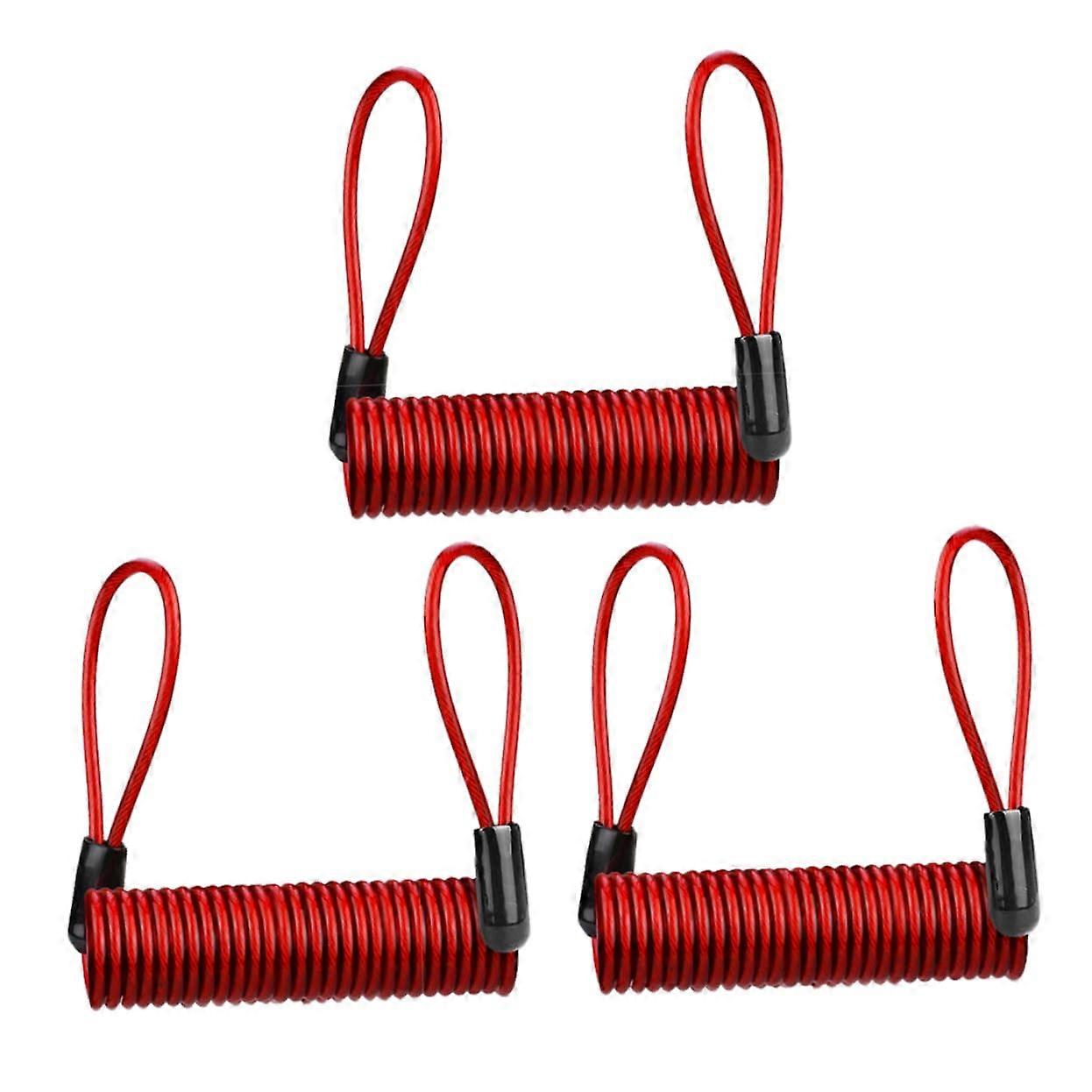 3pcs Bike Disc Lock Reminder Cable Waterproof AntiTheft Steel Wire Motorcycle Security Lock