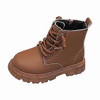 Stivaletti da bambina, stivaletti corti con suola morbida, stile britannico, casual ed eleganti, stivaletti per bambina Z04 marroni, 3-3,5 anni